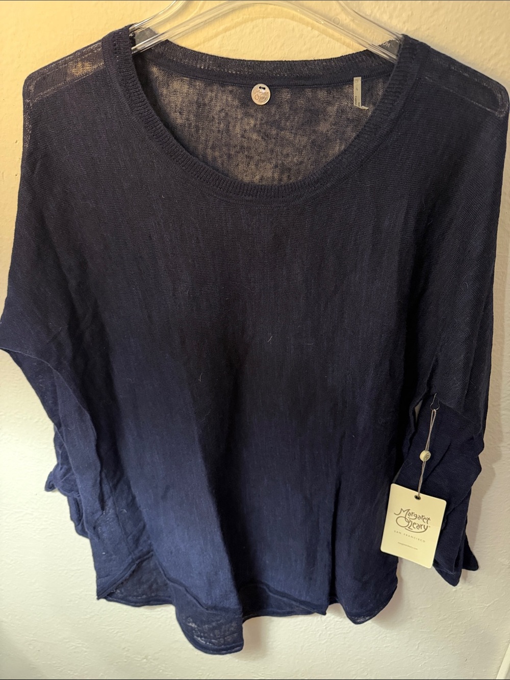 Margaret O'Leary Navy Sheer Knit Tunic